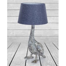 Antique Silver Goose Table Lamp with Grey Shade