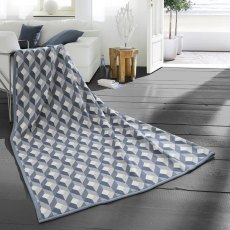 Biederlack Cotton Rich Blue Geo Throw