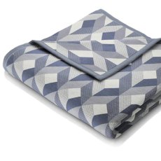Biederlack Cotton Rich Blue Geo Throw