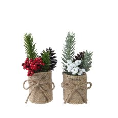 Kaemingk Pine Spray in a Jute Pot