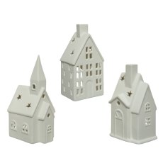 Kaemingk Porcelain House Tealight Holder Assorted Designs Kaemingk Porcelain House Tealight Holder Assorted Designs