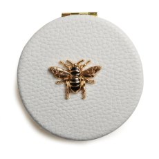 Alice Wheeler White Round Compact Mirror