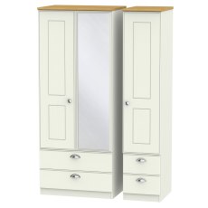 Elizabeth Triple Door Double Drawer Mirror Wardrobe