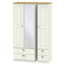 Elizabeth Tall Triple Mirror Wardrobe with Double Drawers