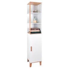 Showerdrape Catania Bamboo White Tall Boy Cabinet Showerdrape Catania Bamboo White Tall Boy Cabinet