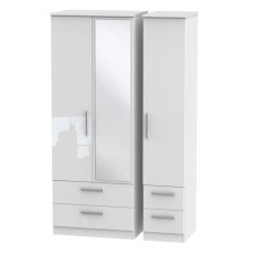 Kingsley Triple 2 Drawer Mirrored Drawer Wardrobe