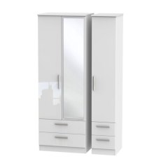 Kingsley Tall Triple 2 Drawer Mirrored Drawer Wardrobe Kingsley Tall Triple 2 Drawer Mirrored Drawer Wardrobe