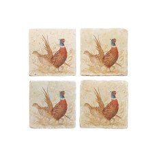 The Humble Hare Pheasant Parade Coaster Pair The Humble Hare Pheasant Parade Coaster Pair