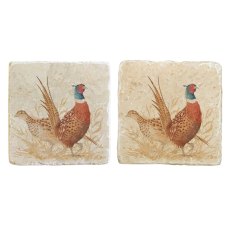 The Humble Hare Pheasant Parade Coaster Pair