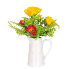 Floralsilk Poppy Mix in White Jug