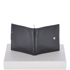 Fonz Leather Mens 8 Card ID Coins and Zip Billfold Tab Wallet Black