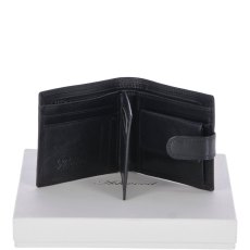 Fonz Leather Mens 8 Card ID Coins and Zip Billfold Tab Wallet Black
