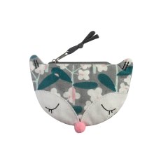 Earth Squared Printed Canvas Grey Fox purse