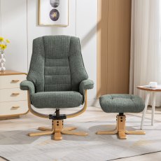Sardinia Swivel Recliner Chair & Stool in Fern Fabric