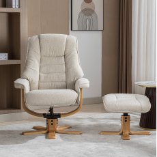 Sardinia Swivel Recliner Chair & Stool in Hessian Fabric