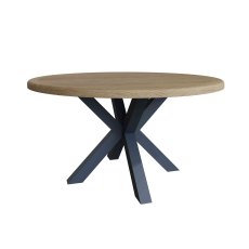 Heritage Editions Blue 1.5m Round Dining Table with 4 Upholstered Dining Chairs