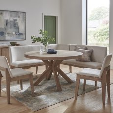 Falun Round Table with Long Corner Bench and 2 Dining Chairs