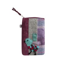Earth Squared Tweed Applique Glasses Case Bird Carberry Purple