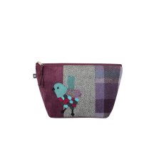 Earth Squared Tweed Applique Makeup Bag Bird Carberry Purple Earth Squared Tweed Applique Makeup Bag Bird Carberry Purple