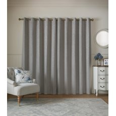 Laura Ashley Barley Steel Grey Embossed Curtains