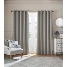 Laura Ashley Barley Steel Grey Embossed Curtains
