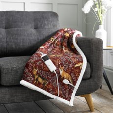 Deyongs Fox and Deer Heated Throw Mulberry Deyongs Fox and Deer Heated Throw Mulberry
