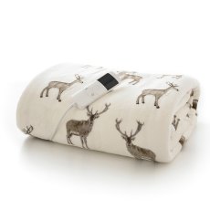 Deyongs Sterling Stag Heated Throw White Deyongs Sterling Stag Heated Throw White