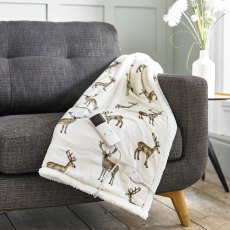 Deyongs Sterling Stag Heated Throw White Deyongs Sterling Stag Heated Throw White
