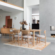 G Plan Winchester Oval Extending Dining Table and 6 Grey Flora Chairs