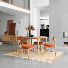 G Plan Winchester Oval Extending Dining Table and 4 Orange Flora Chairs