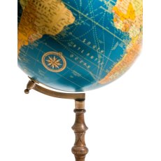 McGowan Rutherford Large Blue Globe on Brass and Wood Stand