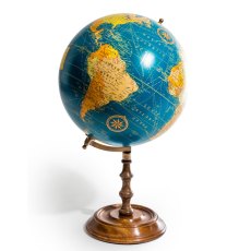 McGowan Rutherford Large Blue Globe on Brass and Wood Stand
