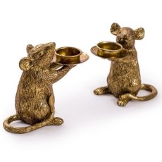 McGowan Rutherford Pair of Gold Mouse Candle Holders