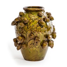 McGowan Rutherford Crackle Oak Green Acorn Ceramic Vase McGowan Rutherford Crackle Oak Green Acorn Ceramic Vase