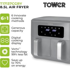 Tower Dual Basket Air Fry Grey
