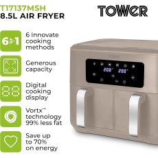 Tower Dual Basket Air Fry Latte Tower Dual Basket Air Fry Latte
