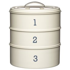 Living Nostalgia Antique Cream 3 Tier Steel Cake Tin Living Nostalgia Antique Cream 3 Tier Steel Cake Tin