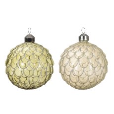 Kaemingk Opaque Glitter Ribbed Glass Bauble