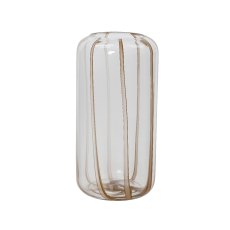 Kaemingk Clear Glass Vase with solid colour dark brown strips Kaemingk Clear Glass Vase with solid colour dark brown strips