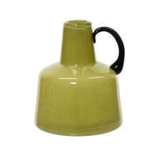 Kaemingk solid color glass vase with handle