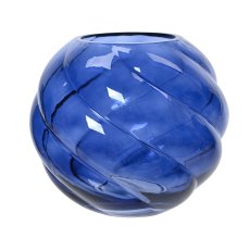 Kaemingk Blue Round Vase glass swirl