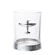 Widdop RAF Glass & Metal Whiskey Tumbler Spitfire
