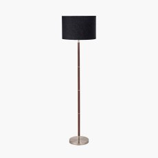 Pacific Gianni Brushed Silver and Wood Effect Floor Lamp