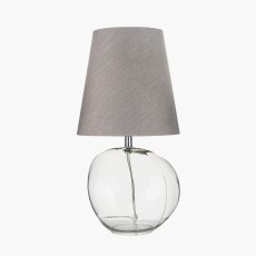 Pacific Hallie Clear Glass and Grey Shade Table Lamp Pacific Hallie Clear Glass and Grey Shade Table Lamp