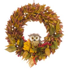 Floralsilk Wood Chip Wreath With Owl Floralsilk Wood Chip Wreath With Owl