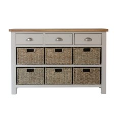 Hastings 3 Drawer 6 Basket Cabinet in Stone Hastings 3 Drawer 6 Basket Cabinet in Stone