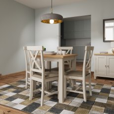 Hastings Small Fixed Top Dining Table and 4 Chairs in Stone