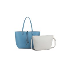 Long & Son Blue and Grey Reversible Tote Bag