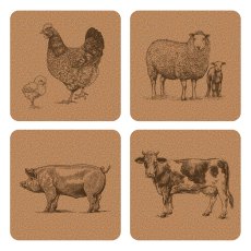 Tradestock Farm Animals Printed Cork Placemats set of 4