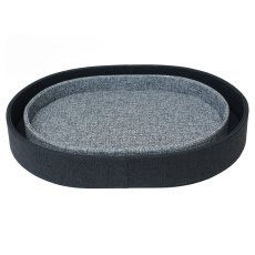 Tradestock Navy Light Grey Textured Faux Leather Tray set of 2